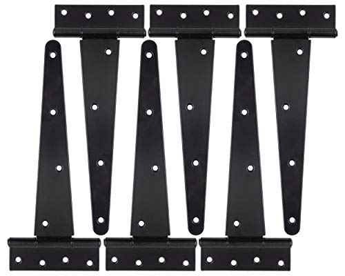 T-Strap Shed Hinge Gate Strap Heavy Duty Hinge Door Barn Gates Hinges (6, 10 inch) - size: 10 Inch