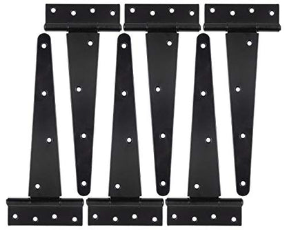 T-Strap Shed Hinge Gate Strap Heavy Duty Hinge Door Barn Gates Hinges (6, 10 inch) - size: 10 Inch