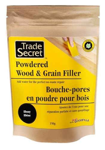 Powdered Wood Filler & Grain Putty, Ebony Black, Tintable, Sandable, 150 g - color: Ebony