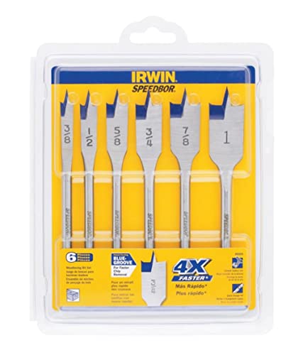 IRWIN SPEEDBOR Spade Wood Drill Bit, Standard-Length, 6-Piece Set (88886) - style: 6 Piece Set