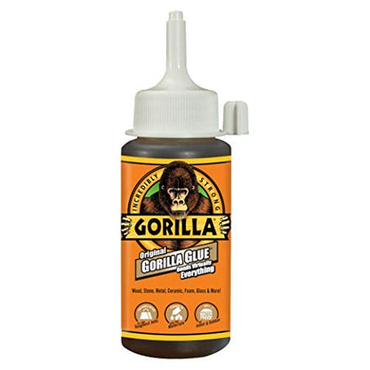 Gorilla Original Gorilla Glue, Waterproof Polyurethane Glue, 4 Ounce Bottle, Brown, (Pack of 2)
