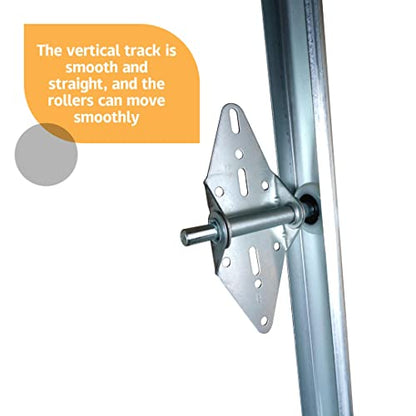 Garage Door Vertical Track Replacement with Jamb Bracket J6, 6 Pack, Galvanized Steel Garage Door Hardware Rails Kit for 2" Light Commercial Side Track Rollers and 7' Ft Tall