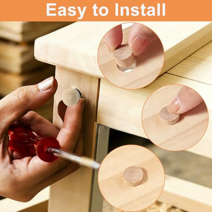200 Pcs 3/8 Inch Wood Plugs Flat Head Wooden Hole Plugs