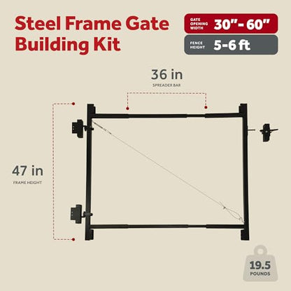 Adjust-A-Gate Steel Gate Frame Kit, Black, 36-60 In Openings, 47 In Tall - size: 36-60"W, 47"H