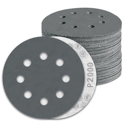100 Pcs 5 inch Wet Dry Sanding Discs 2000 Grit 8 Hole Hook and Loop - style: 100 Pcs-2000 Grit