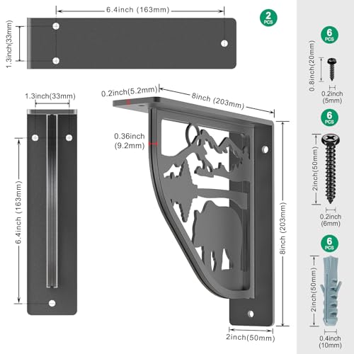 SELEWARE Heavy Duty Shelf Brackets 8" Decorative L Brackets, Bear 2Pcs - style: Bear-2 pack