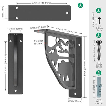 SELEWARE Heavy Duty Shelf Brackets 8" Decorative L Brackets, Bear 2Pcs - style: Bear-2 pack