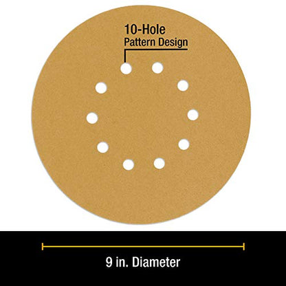 Dura-Gold Premium 9" Drywall Sanding Discs - 60 Grit (Box of 8) - 10 Hole - size: 60-Grit
