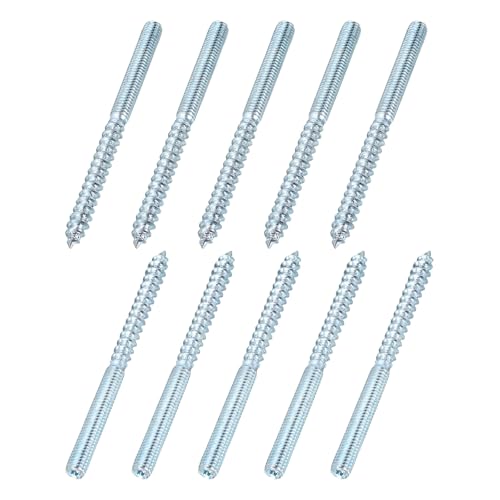 MECCANIXITY M6 Hanger Bolts, 3.15"(80mm) Length Double Headed Hanger Bolts 0.24"(6mm) Wood Dowel Screw Self-Tapping Threaded Rods Screw for Assembling Wood Furniture Joint, Pack of 10 - size: M6x80mmx6mm