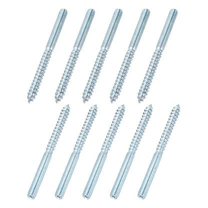 MECCANIXITY M6 Hanger Bolts, 3.15"(80mm) Length Double Headed Hanger Bolts 0.24"(6mm) Wood Dowel Screw Self-Tapping Threaded Rods Screw for Assembling Wood Furniture Joint, Pack of 10 - size: M6x80mmx6mm