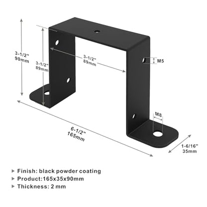 8 Pcs Black Strap Post Ties Brackets 4x4 Strap Post Ties, Square Tube Strap Clamp, Deck Fence Post Tie Gazebo Mounting Bracket
