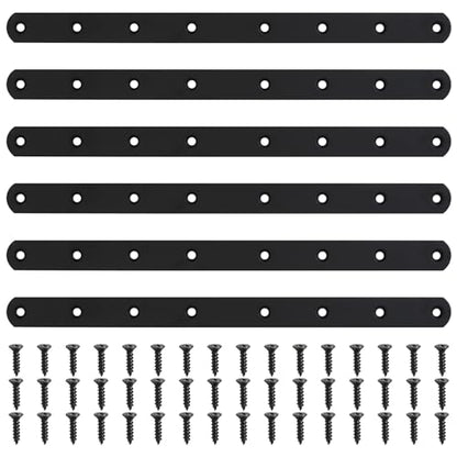 Flat Straight Braces, Black Mending Plate, Heavy Duty Metal Straight Brackets, Repair Joining Bracket, Repair Plates Fixing Bracket Connector for Wood, Furniture, with Screws