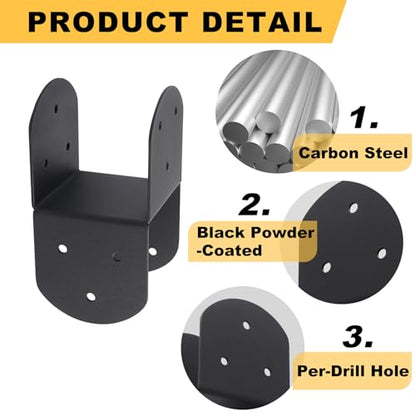 4 Pcs 4"x 4" Deck Post Caps Tie Brackets|Ineer Size(3.6"x 3.6") - size: 4"x 4" - 4 Pieces, style: Deck Post Caps Tie Brackets