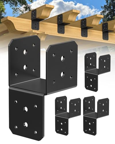 4x4 Hanger Bracket, T Post Caps Brackets for Wood, Black-4PCS - color: Black-4PCS