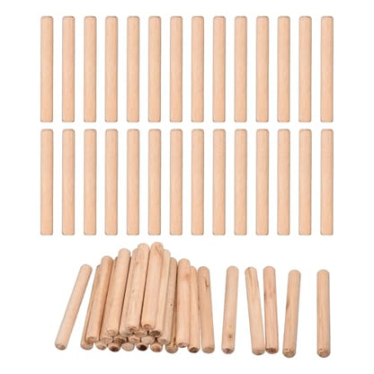 uxcell 120 Pcs Wooden Dowel Pins 12x100mm(0.47x3.94) Fluted Beveled Ends Wood Dowel Pegs Dried Hardwood for Woodworking Furniture Shelf - size: 12x100mm