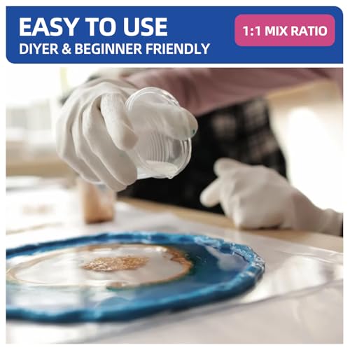1 Gallon Crystal Clear Epoxy Resin Kit,1:1 Volume Ratio, High Gloss Finish, UV Resistant, Fast Cure, Ideal for Art, Jewelry, Crafting, Tumblers & More - Includes Resin & Hardener - size: 1 Gallon