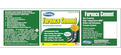 Furnace Cement 1 pt RTU Gray Refractory & Retort, 3000F High Temp - size: A1). 1 Pint