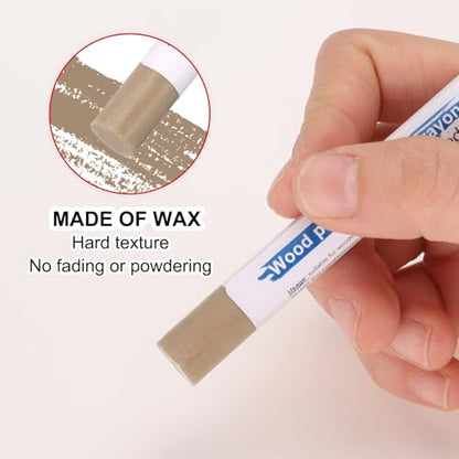 HARFINGTON Wood Filler Sticks 6 Colors Wooden Wax Touch Up Furniture Repair Crayons for Light Brown, White, Starry Gray, Gray Walnut, Dark Blue Gray, Light Blue Gray - color: For Yellow Tone Series