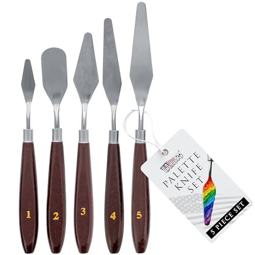 U.S. Art Supply 5-Piece Stainless Steel Palette Knife Set