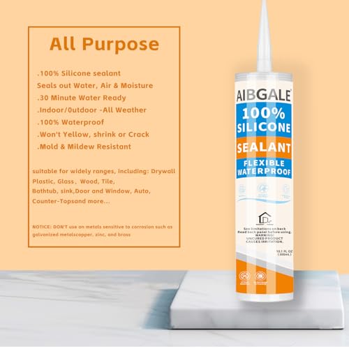 Silver Silicone Sealant, All-Purpose 100% Silicone Caulk, Waterproof Stronger Adhesion, Shrink Crack Proof Caulking for Aquarium, Stainless Steel, Aluminum, Basements, 10.1 Oz (Silver) - color: Silver