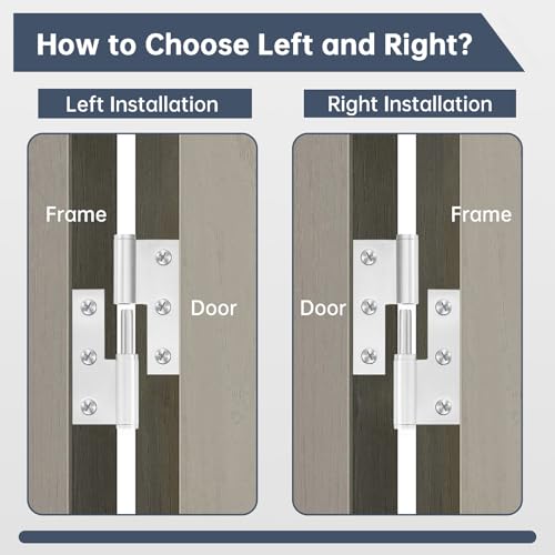 Lift Off Hinges 3", Removable Door Hinge, Left Handed, 6 Pack - color: Left(Silver), size: 3in