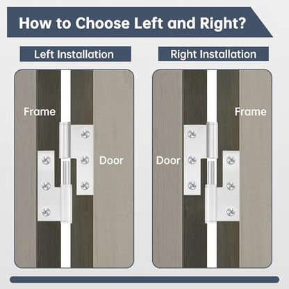 Lift Off Hinges 3", Removable Door Hinge, Left Handed, 6 Pack - color: Left(Silver), size: 3in