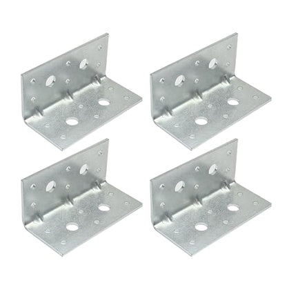 4 PCS Corner Brace, Reinforing Angle, Versatile Carbon Steel Corner Brackets, Heavy Duty Brace with Adjustable Slot Holes, 90 Degree Brackets for Wood Furniture Cabinet
