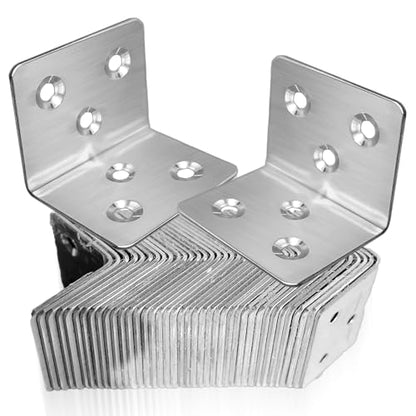 20Pcs Stainless Steel Angle Brackets 1.6"x1.6" Black L Brackets for Wood - style: Silver