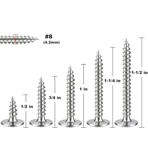 Wensilon(95 pcs)#8 Phillips Truss Head Wood Screws Stainless Steel 410 Quick Metal Self Tapping with Drywall Plastic Anchors Assortment Kit - size: SS410 Phillips Truss Head Wood Screws