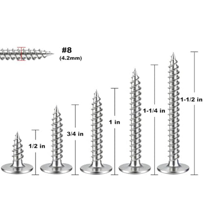 Wensilon(95 pcs)#8 Phillips Truss Head Wood Screws Stainless Steel 410 Quick Metal Self Tapping with Drywall Plastic Anchors Assortment Kit - size: SS410 Phillips Truss Head Wood Screws