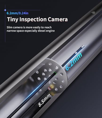 Ralcam Two-Way Articulating Borescope with Light, Slim Probe - style: 6.2mm Lens-6.6ft Semi-Rigid Cable