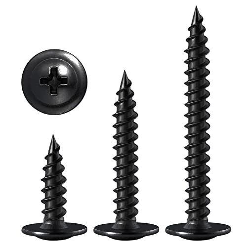 (400 Pcs)#8×1/2" Black Truss Head Wood Screws Quick Metal Self Tapping Zinc Oxide - color: Black, size: #8×1/2"