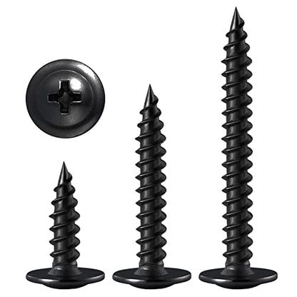 (400 Pcs)#8×1/2" Black Truss Head Wood Screws Quick Metal Self Tapping Zinc Oxide - color: Black, size: #8×1/2"