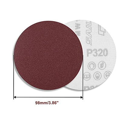 SPEEDWOX 50pcs Sanding Discs 4 Inches Sandpaper 320 Grit Hook and Loop Sanding Discs for Drill Grinder Rotary Tools No Hole - size: 320 Grit