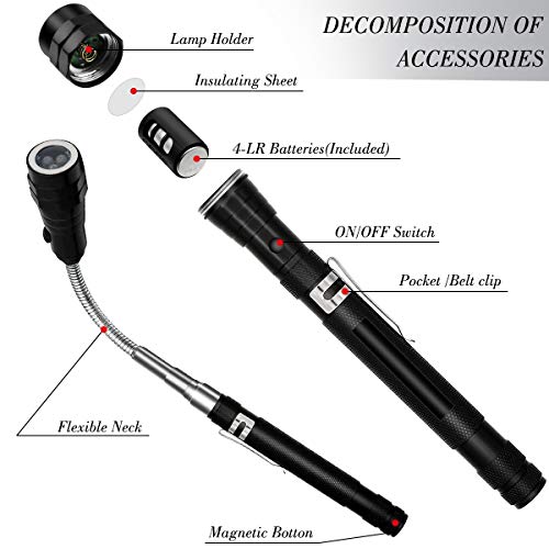 5PCS Telescoping Magnetic Pick-Up Tool Set, Inspection Mirror, Flexible