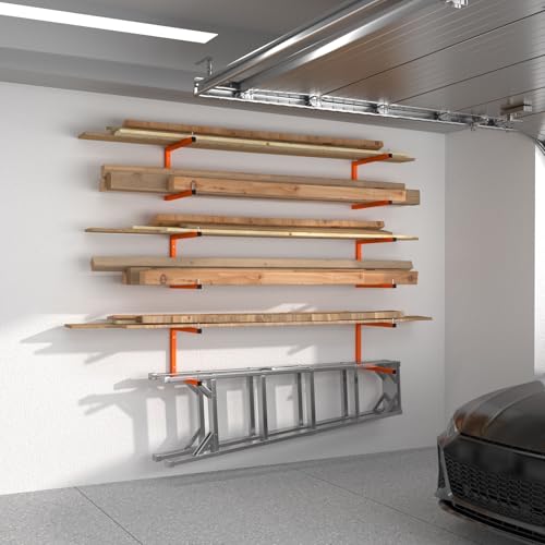 6-Pack Lumber Storage Rack, Wall Mount Wood Rack (6 Level) - size: 6 Pack-6 Level