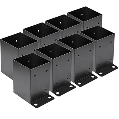 4 x 4 Post Base 8 PCS,Inner Size 3.6"x3.6"Deck Post Base,Heavy Duty Metal Black Powder Coated Post Brackets,for Pavilion Deck Railing Support Deck Base Plate, Support Bolt Down - size: 8 Pieces