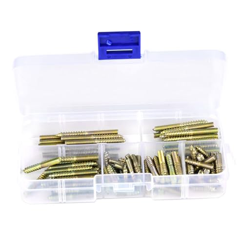 110pcs M4 Double Ended Screws, Dowel Screws Hanger Bolts for Curtain Pole Ends Furniture Connector, Stainless Steel Threaded Studs for Woodworking and Metal Applications