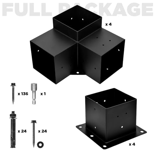 8-Pack 6x6 3-Way Pergola Bracket Right Angle Raised Beam Anchor