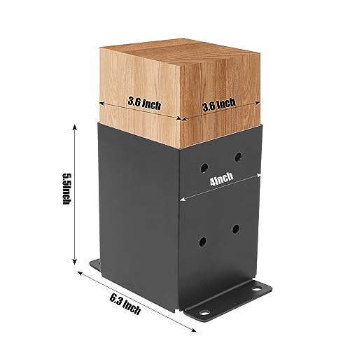 4 Set 4"x 4" Post Base (Inner Size 3.6"x 3.6" - size: 4 Pcs, style: 3.6"x 3.6"