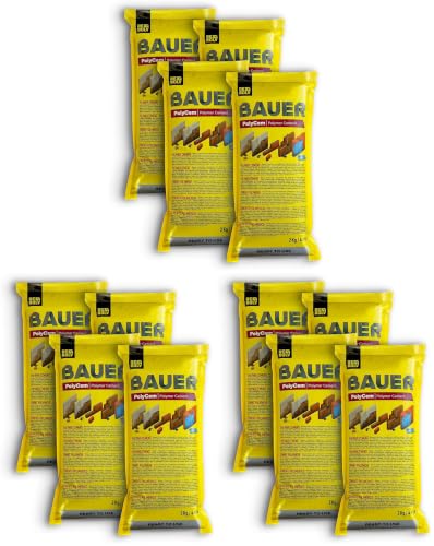 Bauer Instant Polymer Cement 12-Pack - Ready-to-Use Alternative to Mortar & Adhesives - Versatile for Concrete & Stone Tile Crack Repair & Brick Repair, Convenient & Durable - size: 2 kg (Pack of 12)