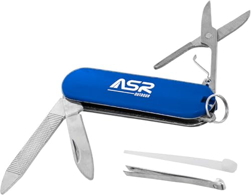 ASR Outdoor Mini EDC Small Pocket Knife Multi Tool - LOGO (Blue) - color: Blue