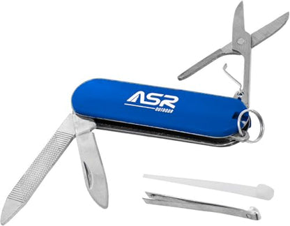 ASR Outdoor Mini EDC Small Pocket Knife Multi Tool - LOGO (Blue) - color: Blue