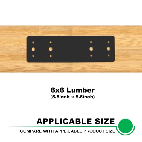 4pcs 3x10 Flat Black Mending Plate for Wood 4x4 6x6 Timber Bracket - size: I-10x3