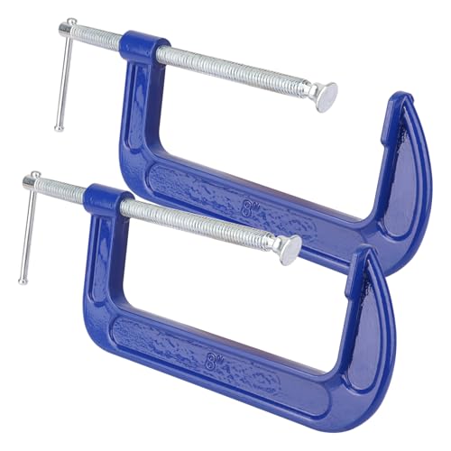 2 Pack 8 Inch Blue C-Clamp - Heavy Duty Iron C Clamps, C-Clamp for Woodworking, Brake Calipers, Maintain, Building, DIY Project - size: 2 Pack 8 Inch