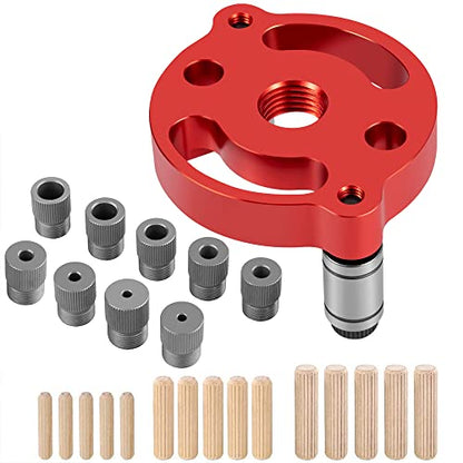 Self Centering Doweling Jig, Dowel Drill Guide 2/3/4/5/6/7/8/9/10mm Handheld Drill Guide for Straight Holes Wood Panel Hole Puncher Locator - size: Red Drill Guide 2/3/4/5/6/7/8/9/10mm
