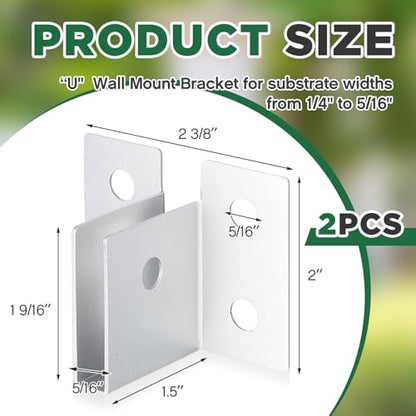Hicarer 2 Pack U Sign Mounting Brackets for 1/4" Material, Aluminum, Silver - color: Silver