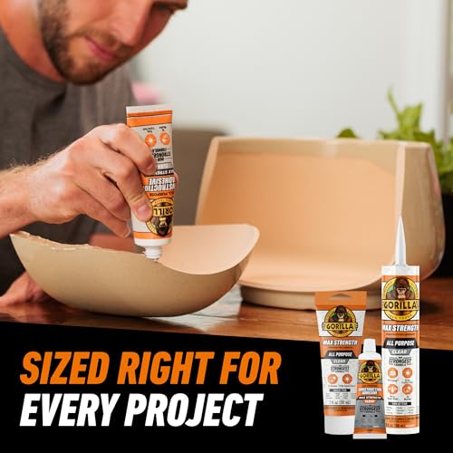 Gorilla Max Strength Construction Adhesive, Clear, 2.5 oz - size: 2.5oz, style: 1 Pack
