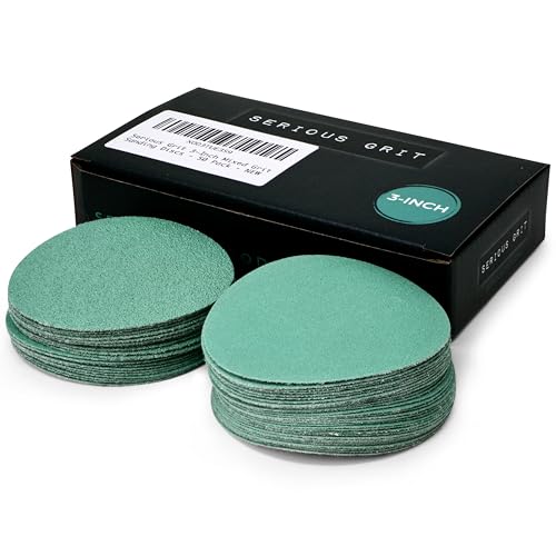 Serious Grit - 3-Inch Sanding Discs - P80 - P220 Assortment - 50 Pack - style: Mixed Grit