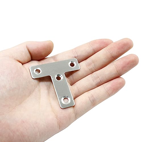 Hordion 10Pcs 2 x 2'' T Bracket, Silver Repair Plate T Shaped Support Brace - size: 2" x 2" (Silver), style: T-Shape
